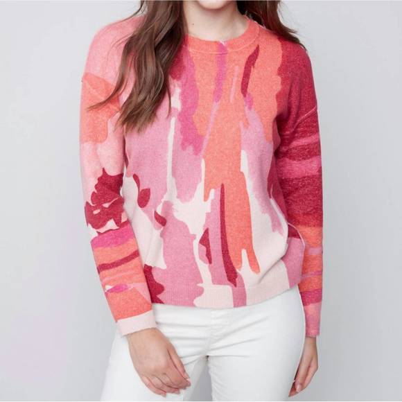 NEW CHARLIE B reversible printed sweater in orchid - Picture 5 of 7